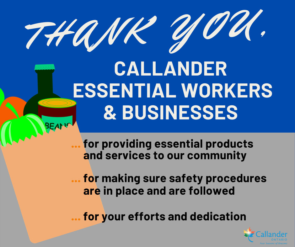 Thank you Callander businesses and essential workers